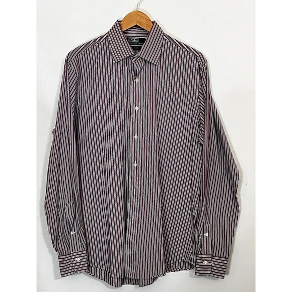 Polo by Ralph Lauren Curham Custom Fit Size 16 L  Men's Striped Long Sleeve - Picture 1 of 9